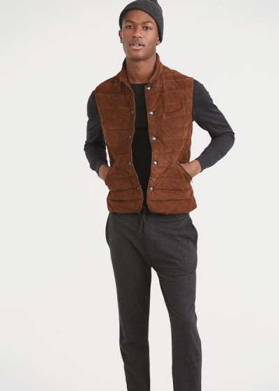 Pánské Vesty Polo Ralph Lauren Quilted Suede - 16349-ORCN